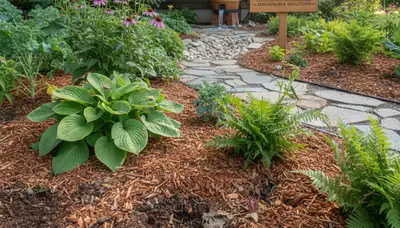Organic landscape beds with mulch and native plants by Chop Chop Landscaping in Tacoma, WA