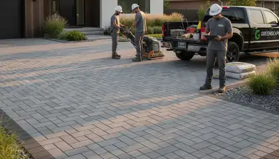 Professional driveway pavers installing durable stone paving in Tacoma, WA by Chop Chop Landscaping