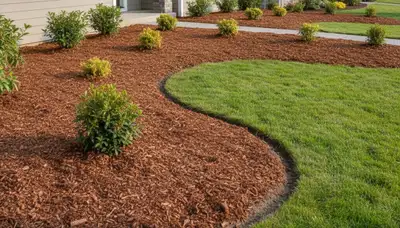 Freshly installed mulch beds with clean edges by professional landscapers in Tacoma, WA