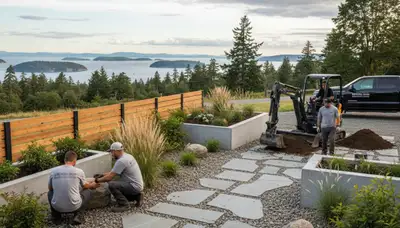 Landscaping crew providing lawn care services in Tacoma, WA