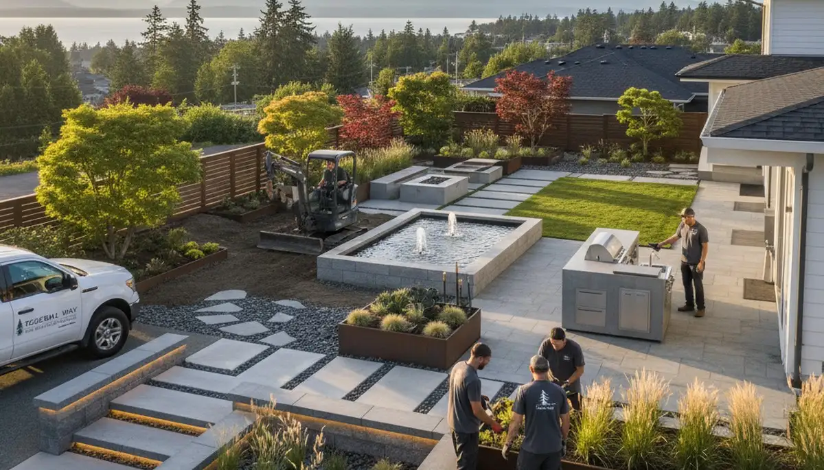Tacoma, WA landscaping crew providing professional lawn care and yard maintenance services