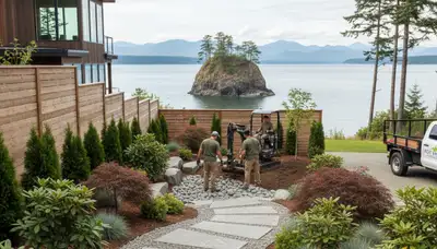 Tacoma, WA landscaping crew providing professional lawn care and yard maintenance services