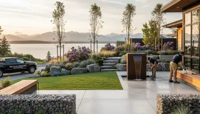 Tacoma, WA landscaping crew providing professional lawn care and yard maintenance services