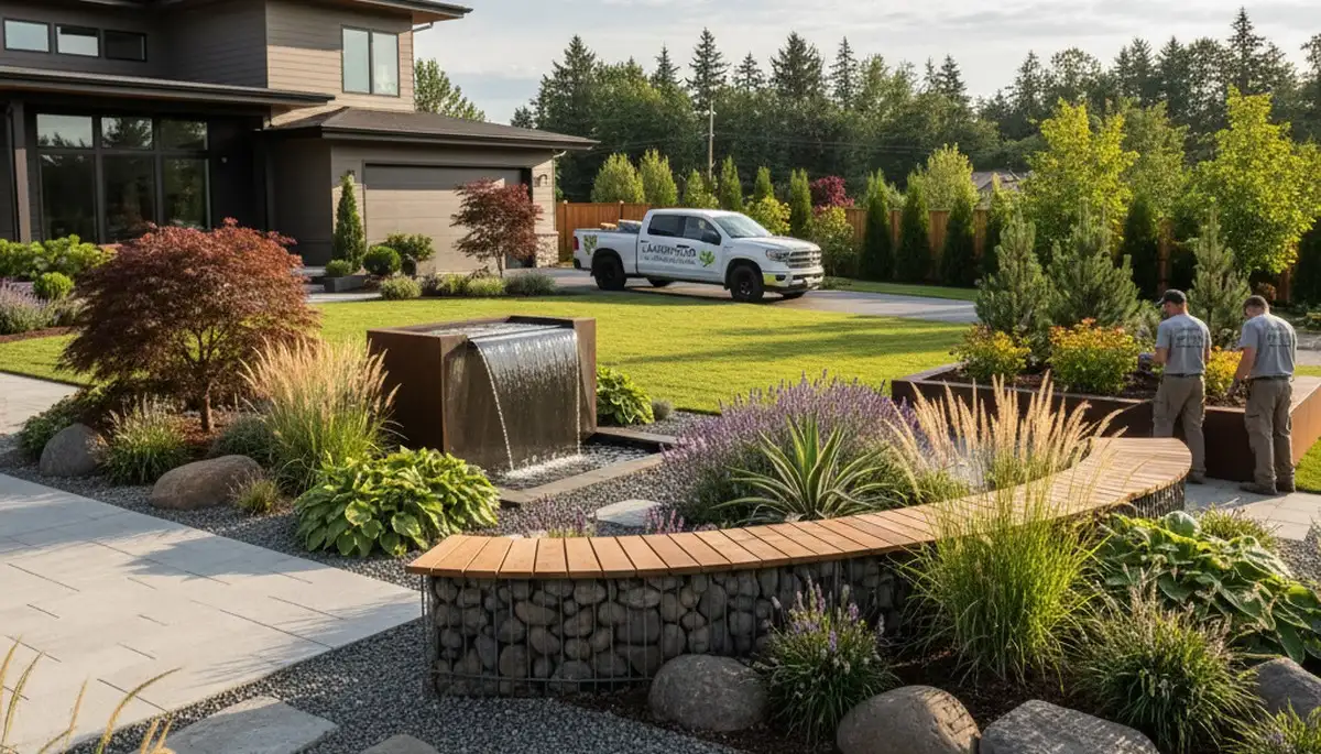 Tacoma, WA landscaping crew providing professional lawn care and yard maintenance services