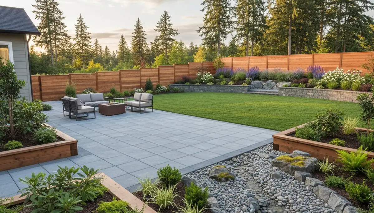 Tacoma, WA landscaping crew providing professional lawn care service on a residential property