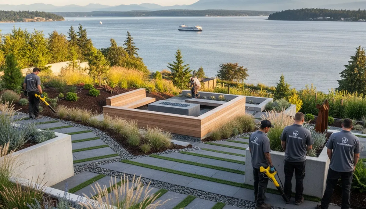 Tacoma, WA landscaping crew providing professional lawn care and yard maintenance services