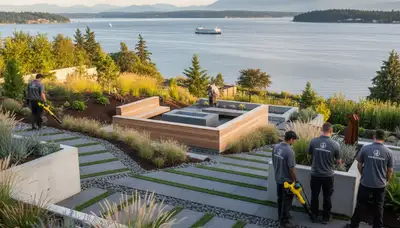 Tacoma, WA landscaping crew providing professional lawn care and yard maintenance services