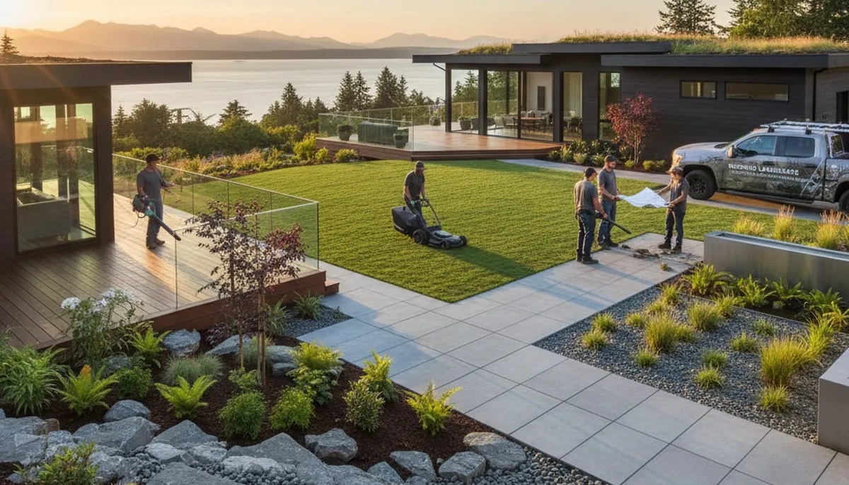 Tacoma, WA landscaping crew providing professional lawn care and yard maintenance services
