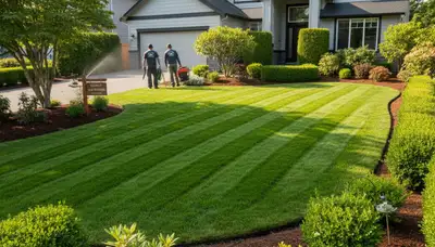 Well-maintained residential lawn with professional landscaping and edging in Tacoma, WA